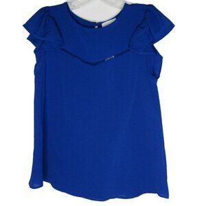 The Workshop - Bright Blue Flutter Sleeve Top - Small